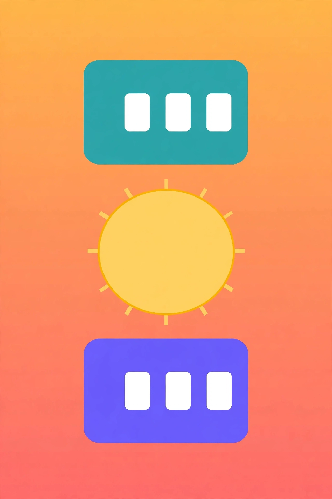 Phrase Fusion Daily — two phrase tiles fusing around a shining sun